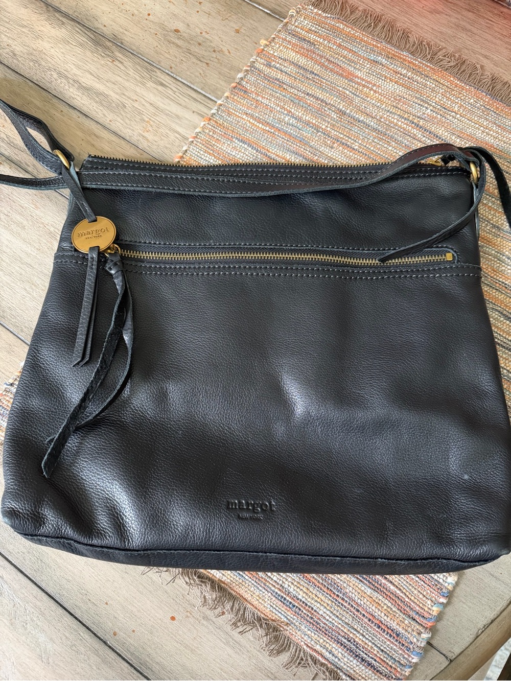 Margot Black Pebbled Leather Crossbody Bag
